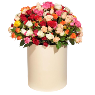 Mixed roses in a hatbox | Flower Delivery Taganrog