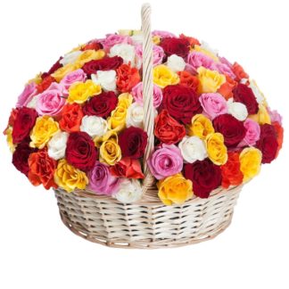 51 colorful roses in the basket | Flower Delivery Taganrog